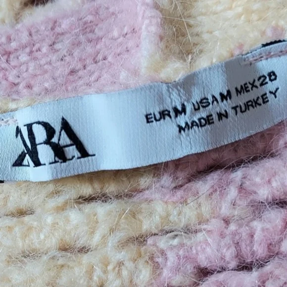 Zara Colorblock Cropped Sweater Size Medium Cottagecore Coastal Grandma - Picture 15 of 16